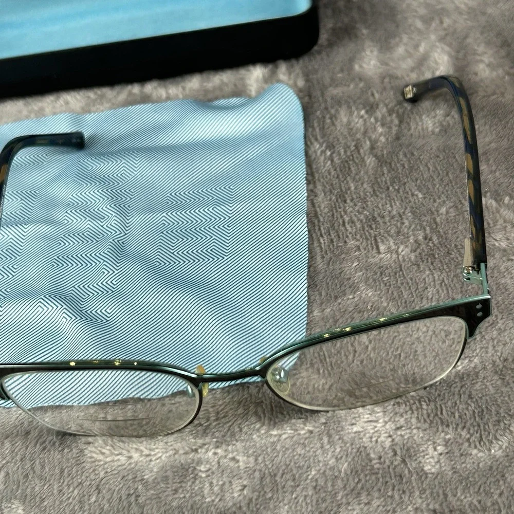 Ted Baker Brow Line Glasses Frames Only B237 Black W Blue 49-16 130mm With Case
